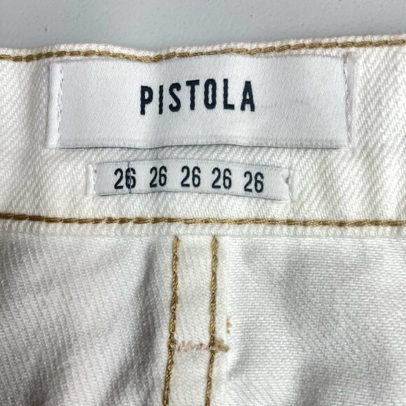 PISTOLA Denim Mini Skirt Sz 26 White Raw Hem - Picture 6 of 10